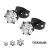 20g Black IP Titanium Post & Gem Stud Earrings