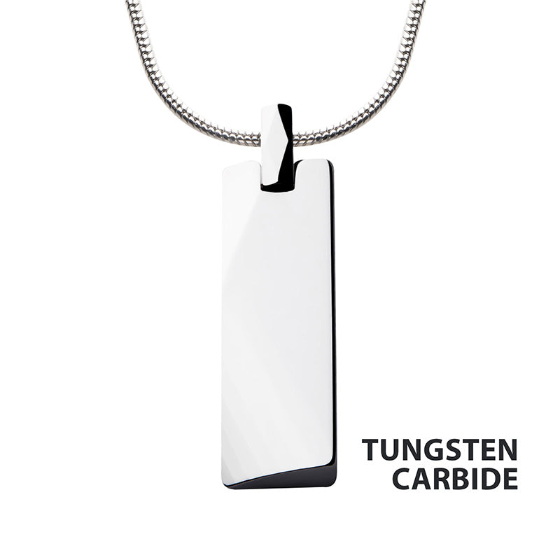 Tungsten Carbide Beveled ID Tag Pendant