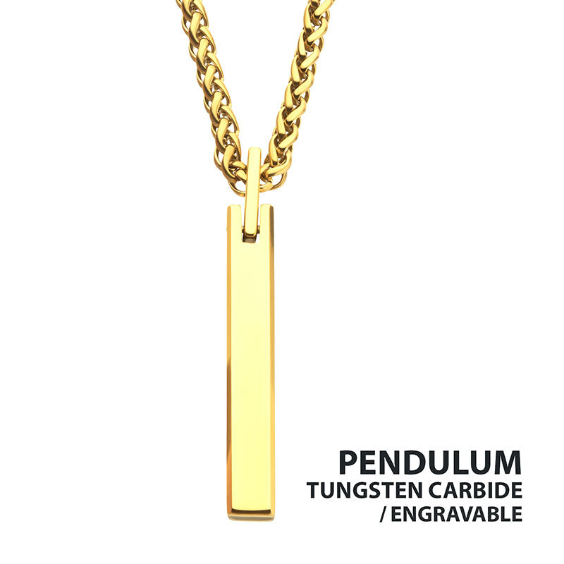 18K Gold IP Tungsten Carbide Monolith Engravable Pendant