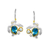 Sea Turtle Baby Blue Topaz & Freshwater Pearl Earrings