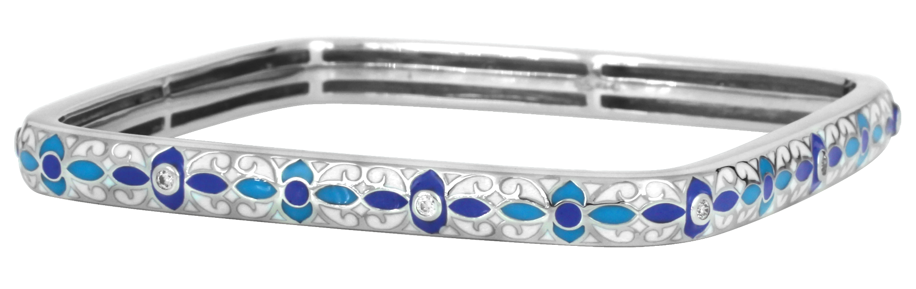 Sterling Silver Baroque Square Bangle