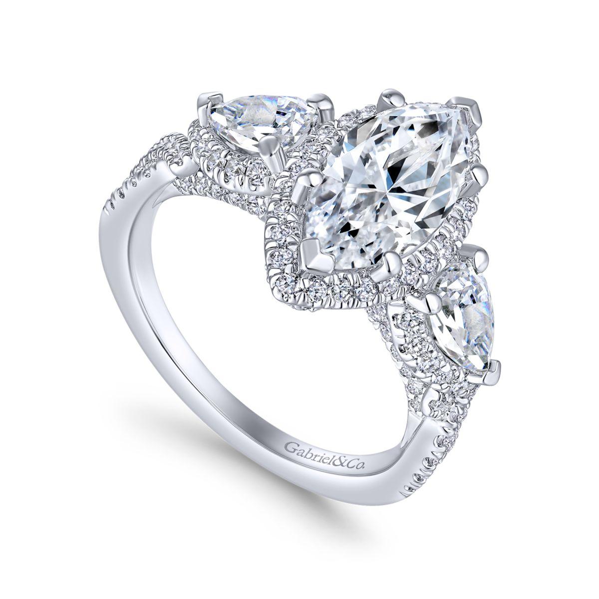 Bryson 14K White Gold Marquise Shape Diamond Engagement Ring