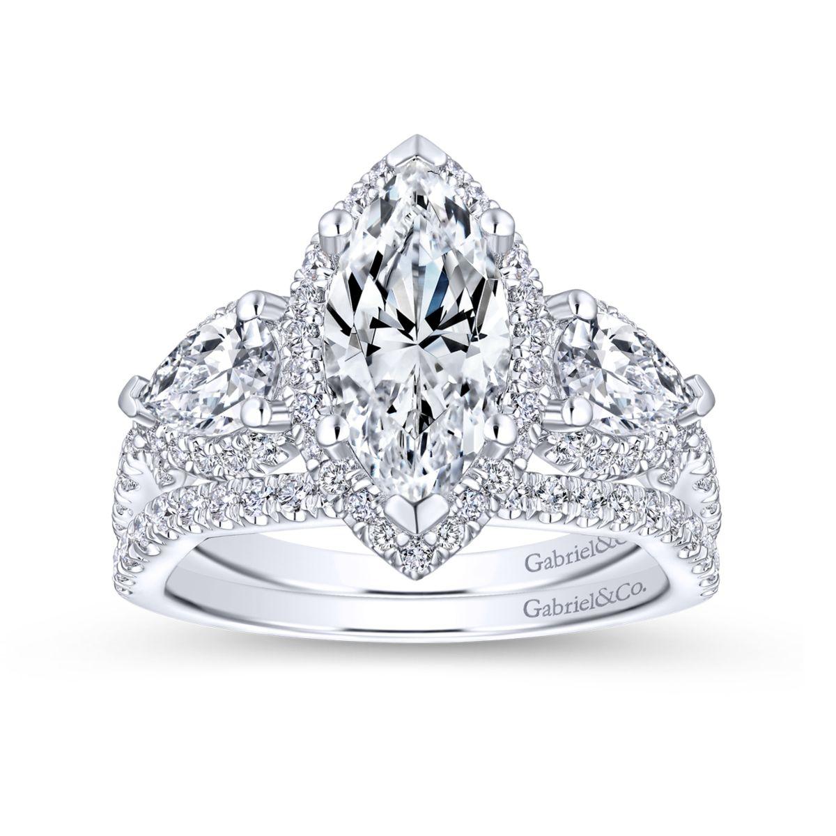 Bryson 14K White Gold Marquise Shape Diamond Engagement Ring