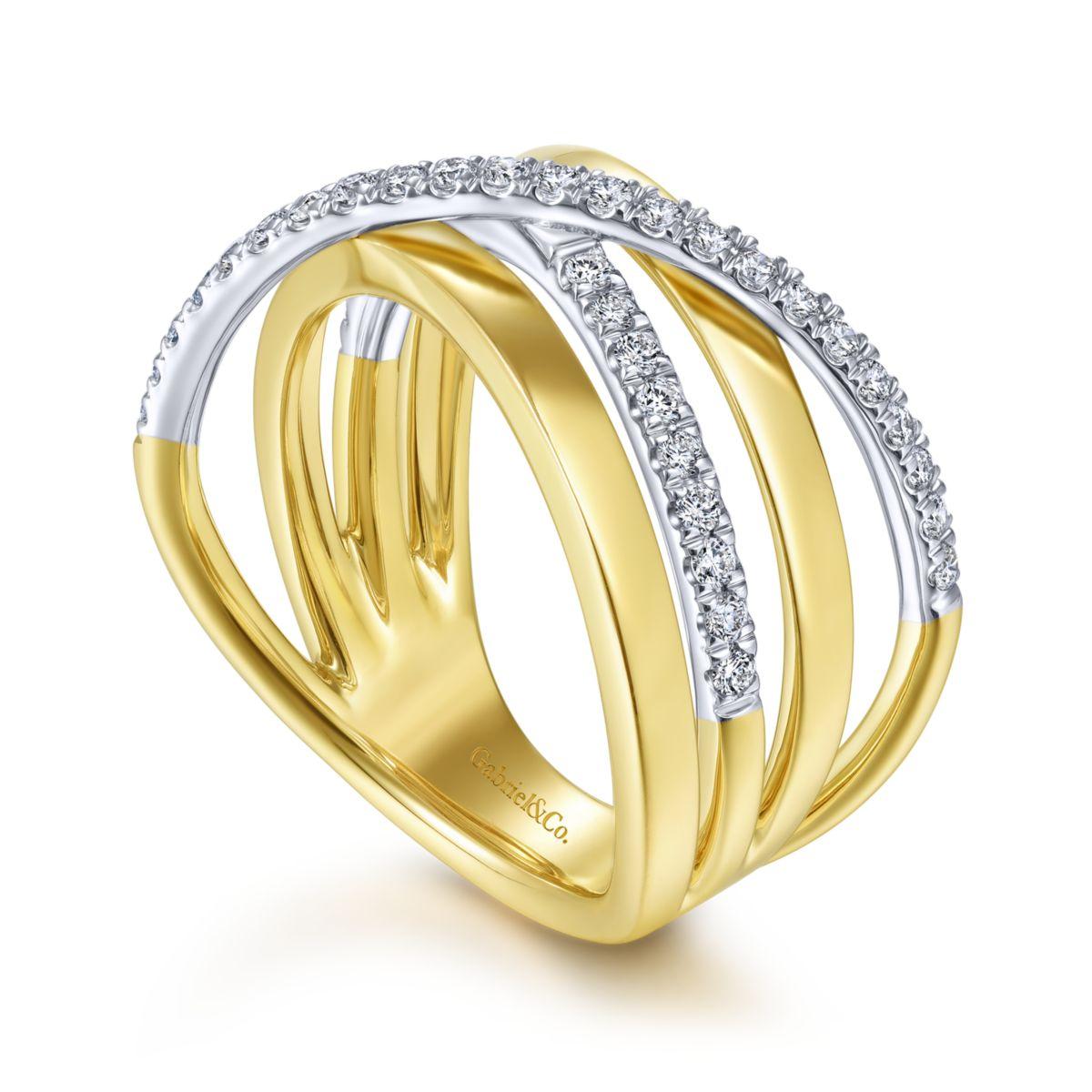 Caroline Ellen Gold and Two Row Pave Diamond Ring