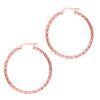 10K Rose Gold Round Diamond Cut Hoop Earrings