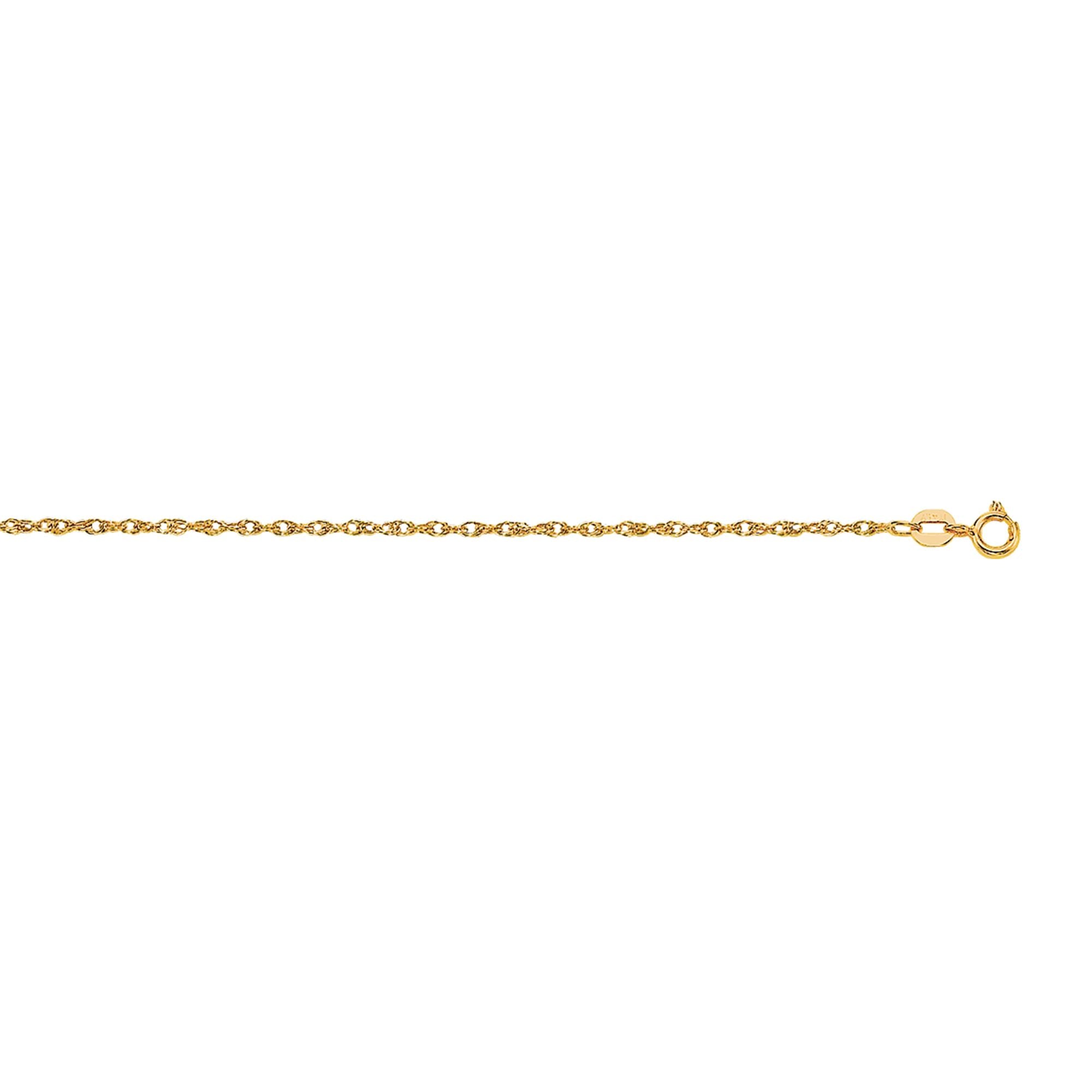 14K Yellow Gold .95mm Machine Rope Chain Necklace