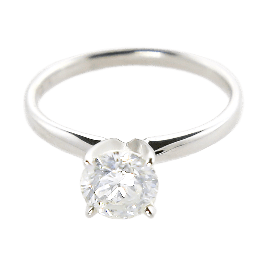 14K White Gold Tiffany Style Diamond Solitaire Ring