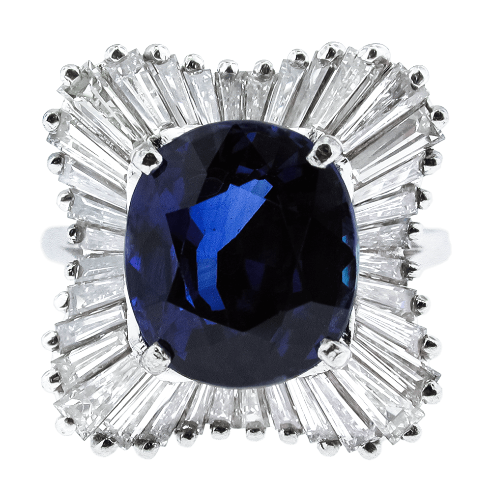 Platinum Sapphire & Diamond Ring