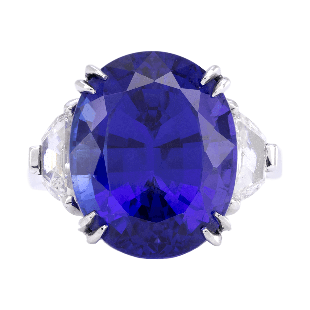 Platinum Tanzanite & Half Moon Diamond Ring