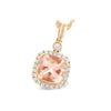 14K Rose Gold Diamond Morganite & Diamond Halo Pendant