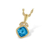 14K White Gold Blue Topaz Floral Accents Pendant