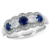 Vintage-Inspired 14K White Gold Sapphire & Diamond Anniversary Band