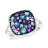 14K White Gold Semi Precious Gemstone Cluster Ring