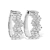 Wide 14K White Gold Scattered Diamond Earrings