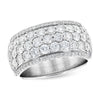 Wide 14K White Gold Five Row Diamond Anniversary Band