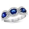 Vintage-Inspired 14K White Gold Three Stone Sapphire Infinity Diamond Anniversary Band