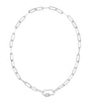 Sterling Silver White CZ Carabiner Necklace