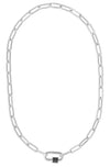Sterling Silver Black CZ Carabiner Necklace