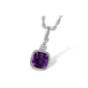 Vintage-Inspired 14K White Gold Amethyst & Diamond Pendant Necklace