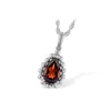 14K White Gold Beaded Garnet Halo Pendant