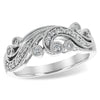 Vintage-Inspired Floral 14K White Gold Diamond Wedding Band