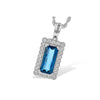 Vintage-Inspired 14K White Gold London Blue Topaz & Diamond Halo Pendant