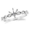 Vintage Inspired Scalloped 14K White Gold Diamond Semi-Mount Engagement Ring
