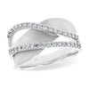 Wide 14K White Gold Textured Diamond Wedding Band
