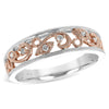Vintage-Inspired Floral 14K White & Rose Gold Diamond Wedding Band