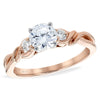 14K Rose Gold Three Stone Diamond Semi-Mount Engagement Ring