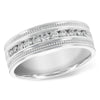Vintage-Inspired 14K White Gold Men’s Channel Set Diamond Wedding Band