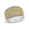 Extra-Wide Seven Row 14K Two-Tone Gold Yellow & White Diamond Anniversary Band