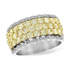Wide 14K Two-Tone Gold Five Row Yellow & White Diamond Anniversary Band
