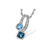 14K White Gold Topaz & Diamond Drop Pendant