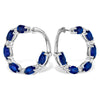 14K White Gold Front-Facing Sapphire & Diamond Hoop Earrings