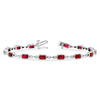 14K White Gold Ruby & Diamond Tennis Bracelet