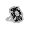 Art-Deco Inspired 14K White Gold Onyx & Diamond Ring