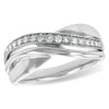 14K White Gold Twisted Diamond Wedding Band