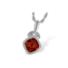 14K White Gold Garnet & Diamond Leaf Necklace