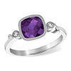 14K White Gold Cushion Amethyst & Diamond Accent Ring