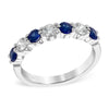 Classic 14K White Gold Shared-Prong Sapphire & Diamond Wedding Band