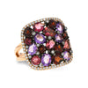14K Rose Gold Cushion Shape Multicolor Gemstone & Halo Ring