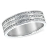14K White Gold Three Row Channel Set Diamond Wedding Band