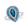 14K White Gold Multiple Halo Blue Topaz & Diamond Ring