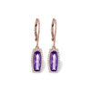 14K Rose Gold Fancy Purple Amethyst & Diamond Halo Earrings