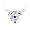 Fancy 14K White Gold Floral Sapphire & Diamond Necklace