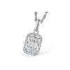 14K White Gold Baguette Diamond & Halo Pendant
