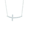 14K White Gold .12 Carat Diamond Side Cross Necklace