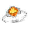 14K White Gold Citrine & Diamond Leaf Ring