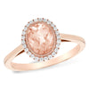 14K Rose Gold Oval Morganite & Diamond Halo Ring